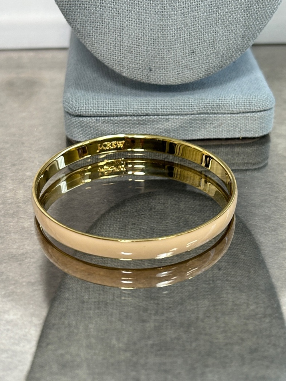 J.Crew Sexy Simple Cream Enamel Gold Bangle Bracelet